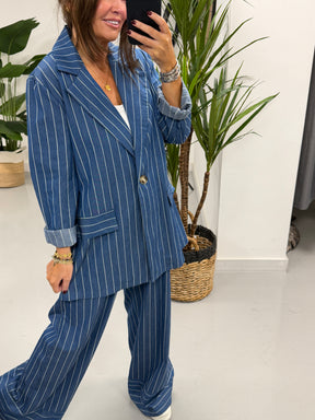 Deniably Denim Stripe Blazer  - Dark Stripe