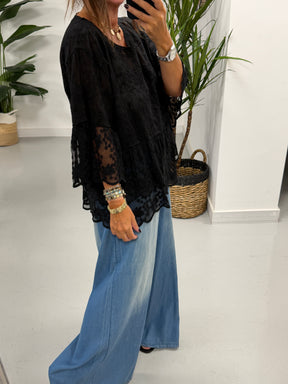 Seville Lace Tunic - Black