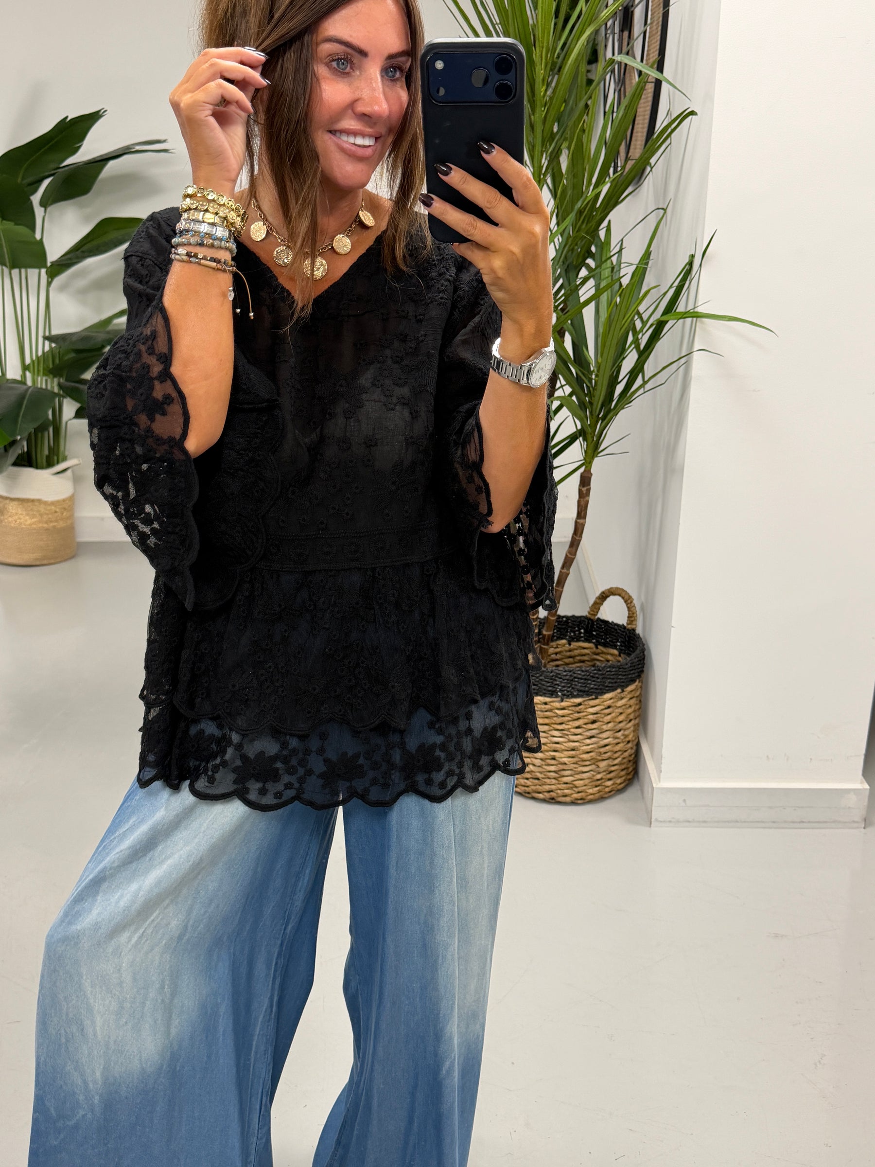 Seville Lace Tunic - Black