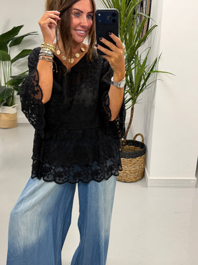 Seville Lace Tunic - Black