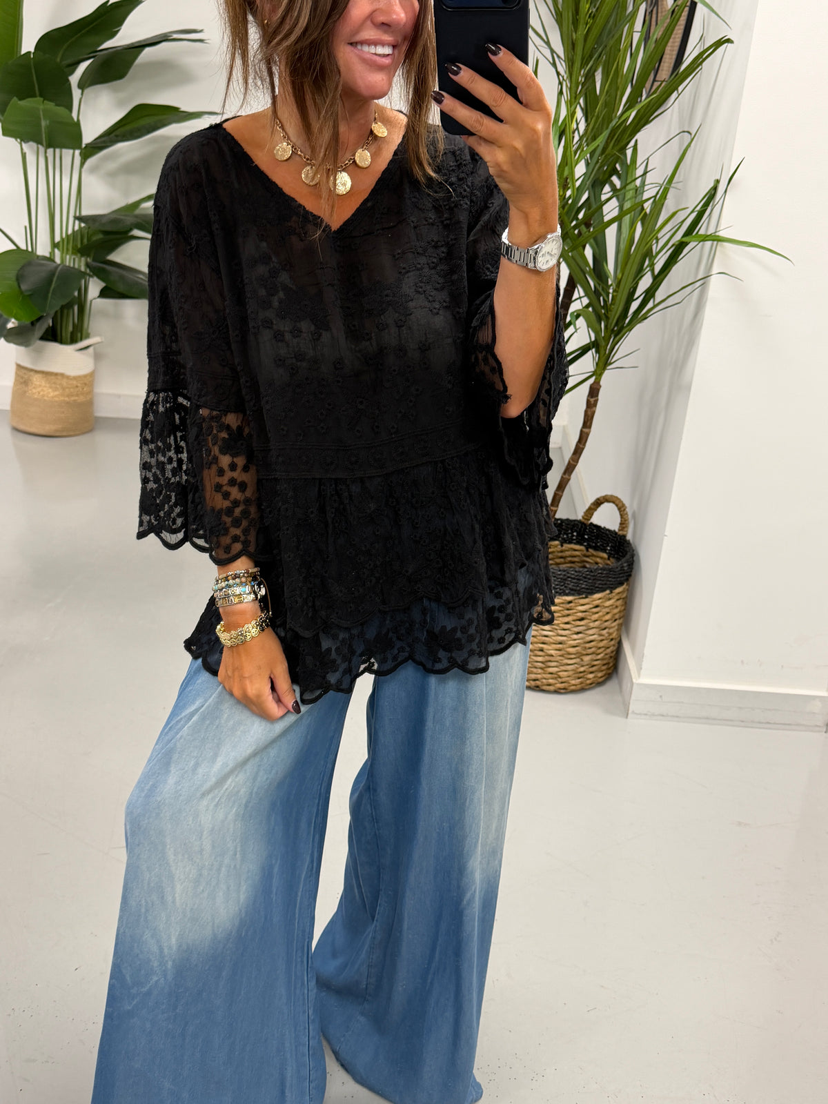 Seville Lace Tunic - Black