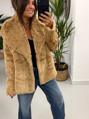 The Safron Faux Fur Coat - Camel (12-18)