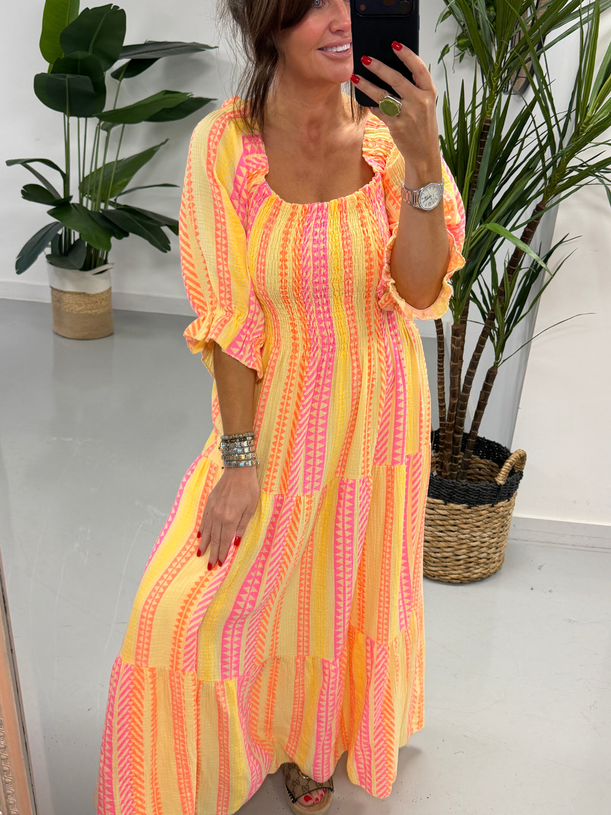 Valencia Tribal Dress - Lemon