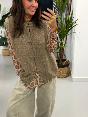 Shanghai Sleeveless Knit - Oatmeal  (Size 12-18)