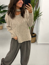Slash Neck Knit  - Oatmeal (Size 12-18)
