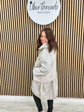 Fly Double Layer Hi Lo Jacket - Cream