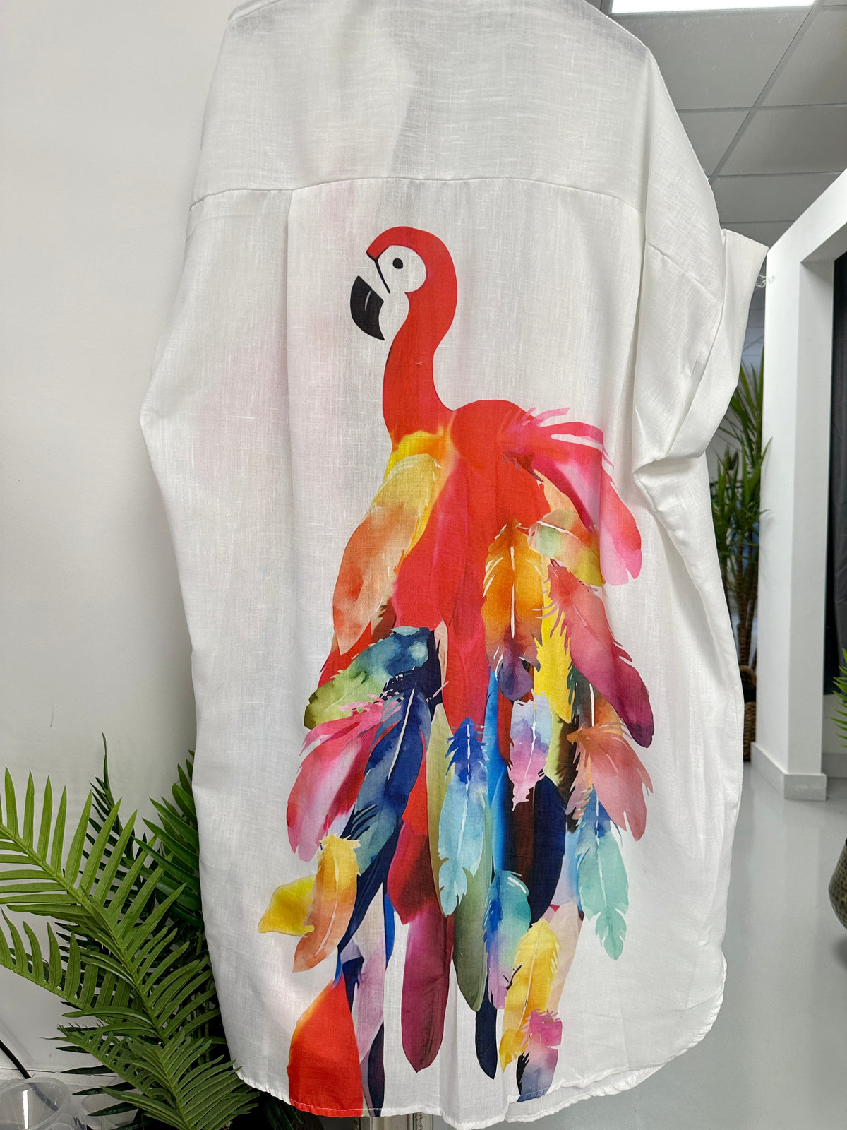 The Flamingo Shirt Dress- White