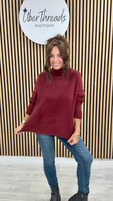 Ribbed Sleeve Knit - Mulberry