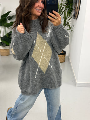 The Argyle Rustic Soft Knit - Grey (Size 10-18)