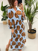 Polka Cross Over Dress - Baby Blue/Chocolate