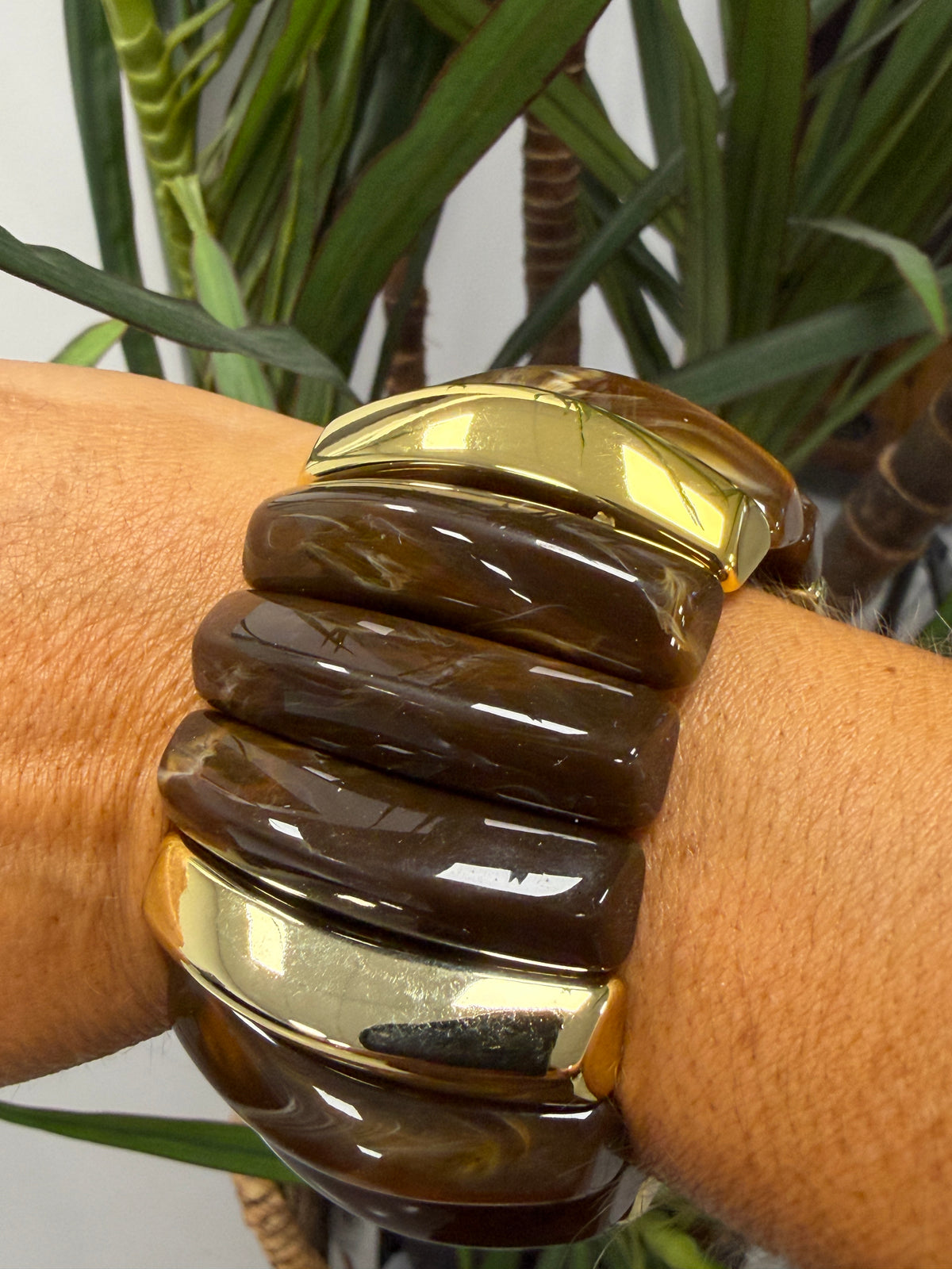 Elasticated Chocolate and Gold Thick