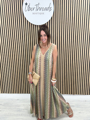 The Luxe Sleeveless Ziggy Maxi - Green/Gold