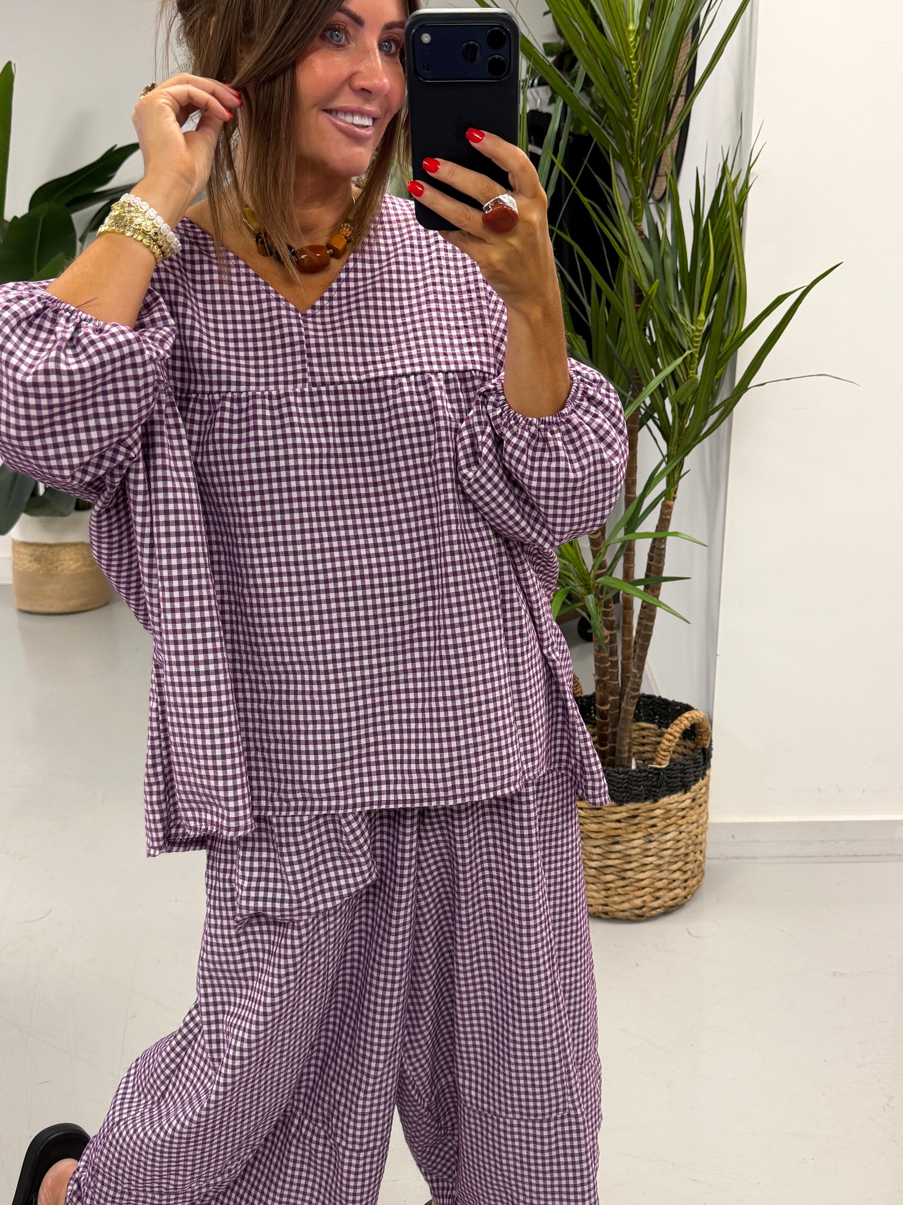 The Vichy Gingham Tunic - Purple