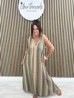 The Luxe Sleeveless Ziggy Maxi - Green/Gold
