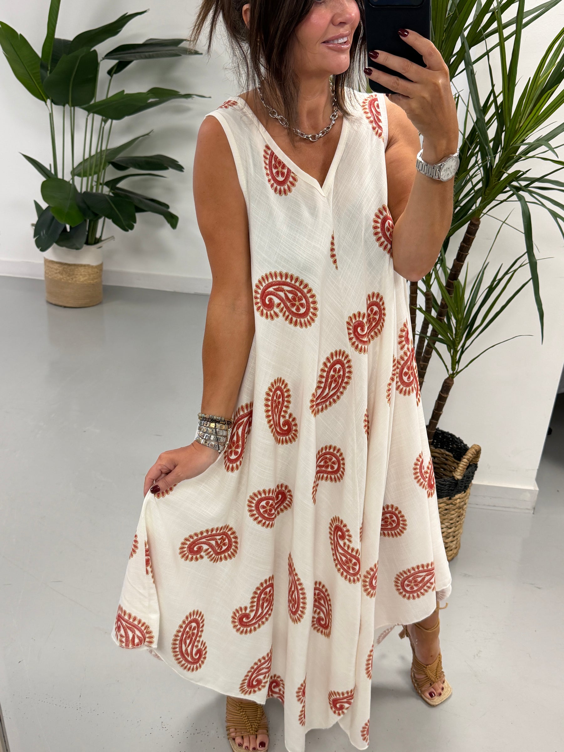 The Paisley Handkerchief Hem Dress - Red