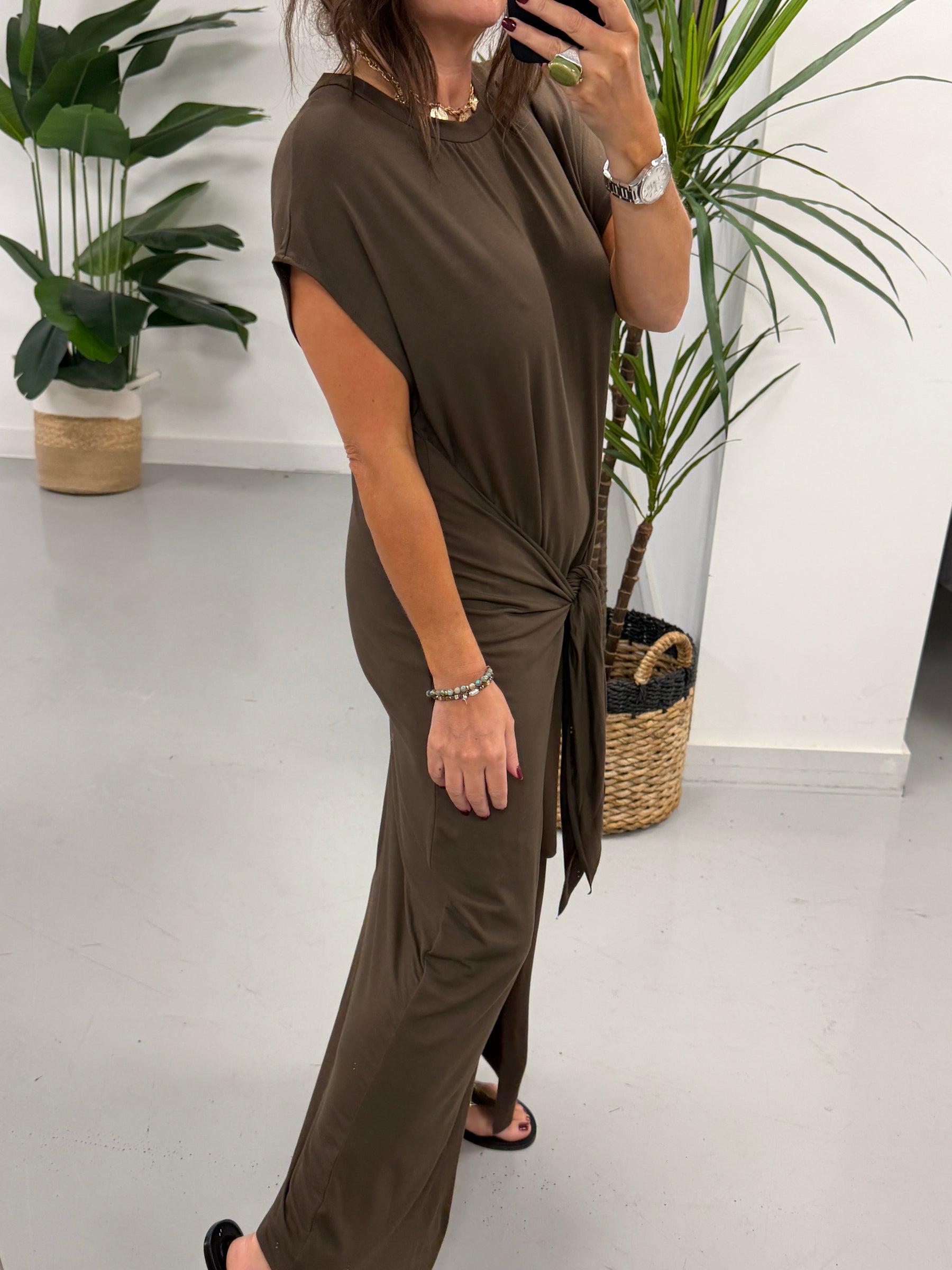 The Tie Front High Low Dress - Chocolate