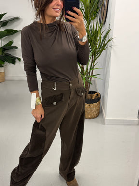 The Hampstead Hybrid Barrel Trousers - Chocolate (Size 12-16)