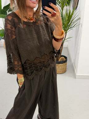 Seville Lace Top - Chocolate