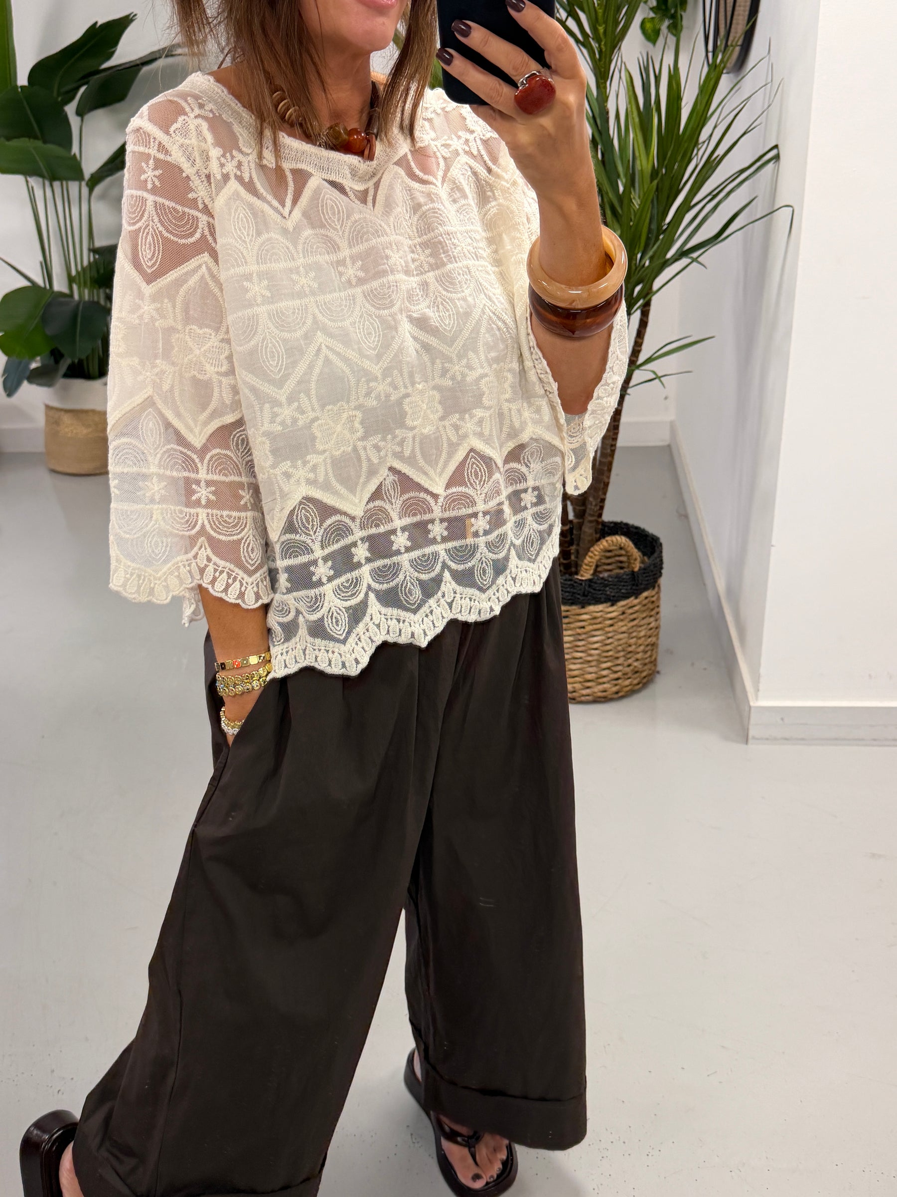 Seville Lace Top - Cream