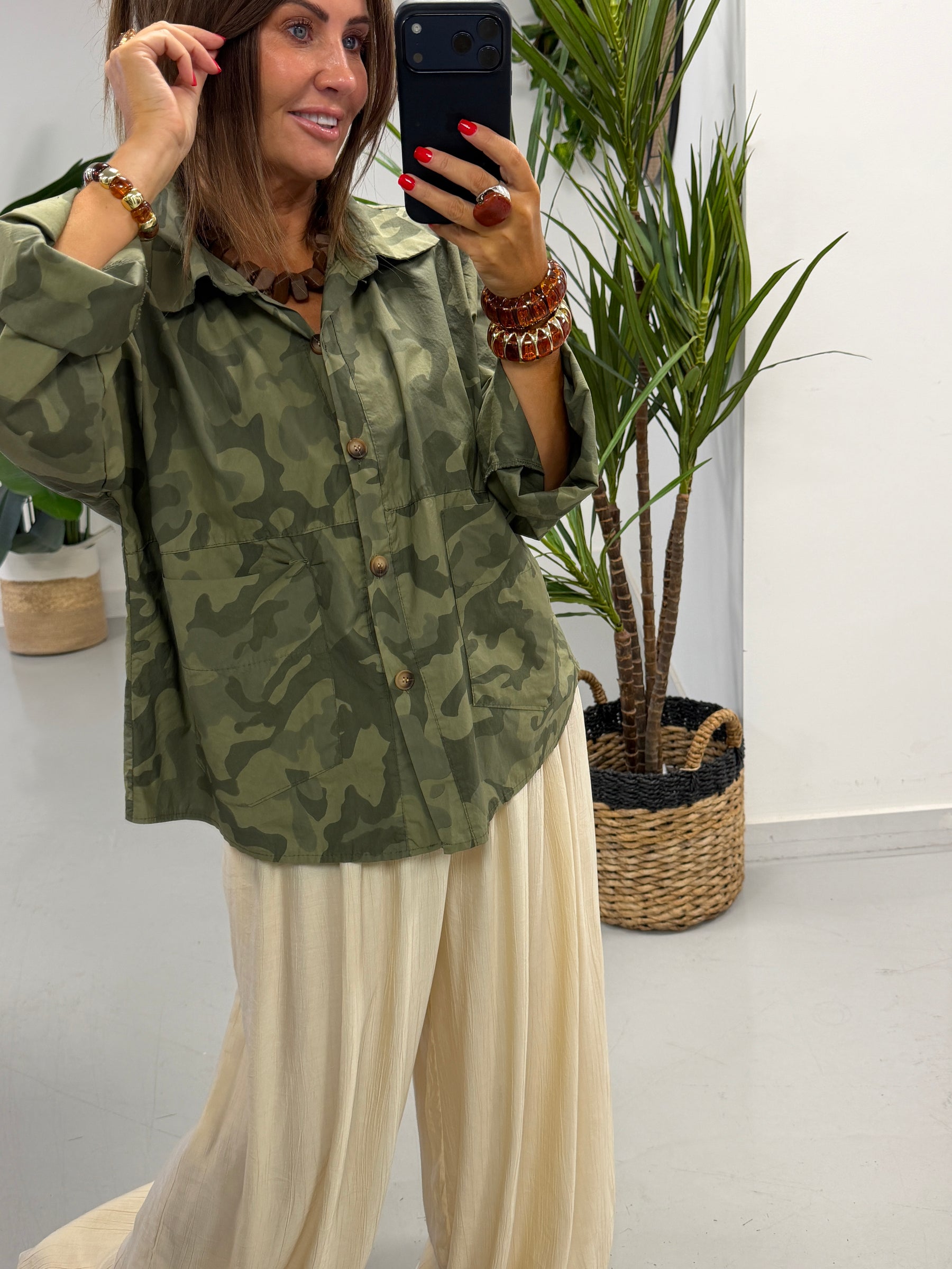 The Retro Camo Shacket - Mid Khaki