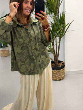 The Retro Camo Shacket - Mid Khaki