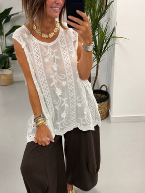 Florence Broderie Top - White