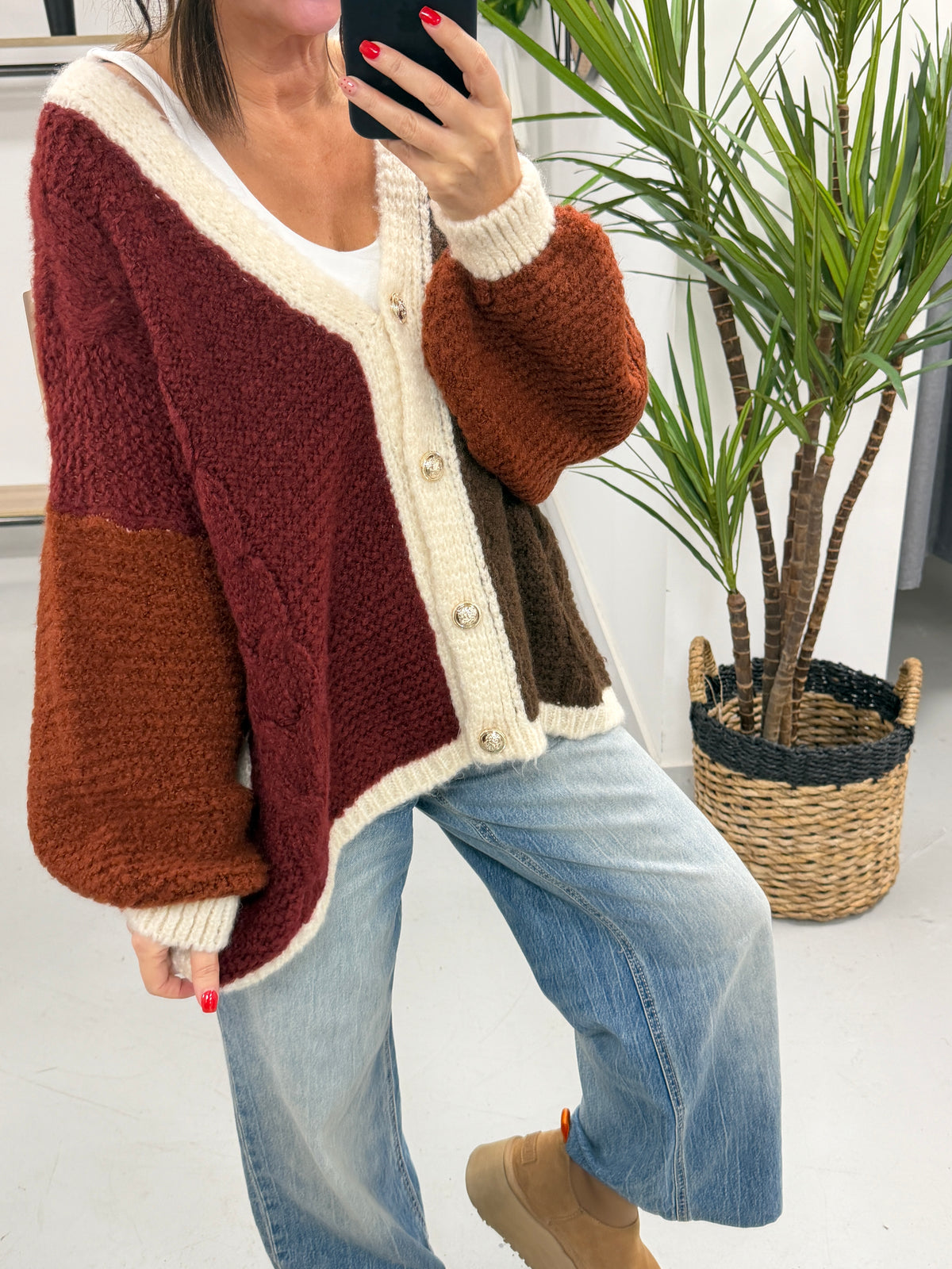 **SALE** The Multi Panel Cardigan - Wine / Chocolate