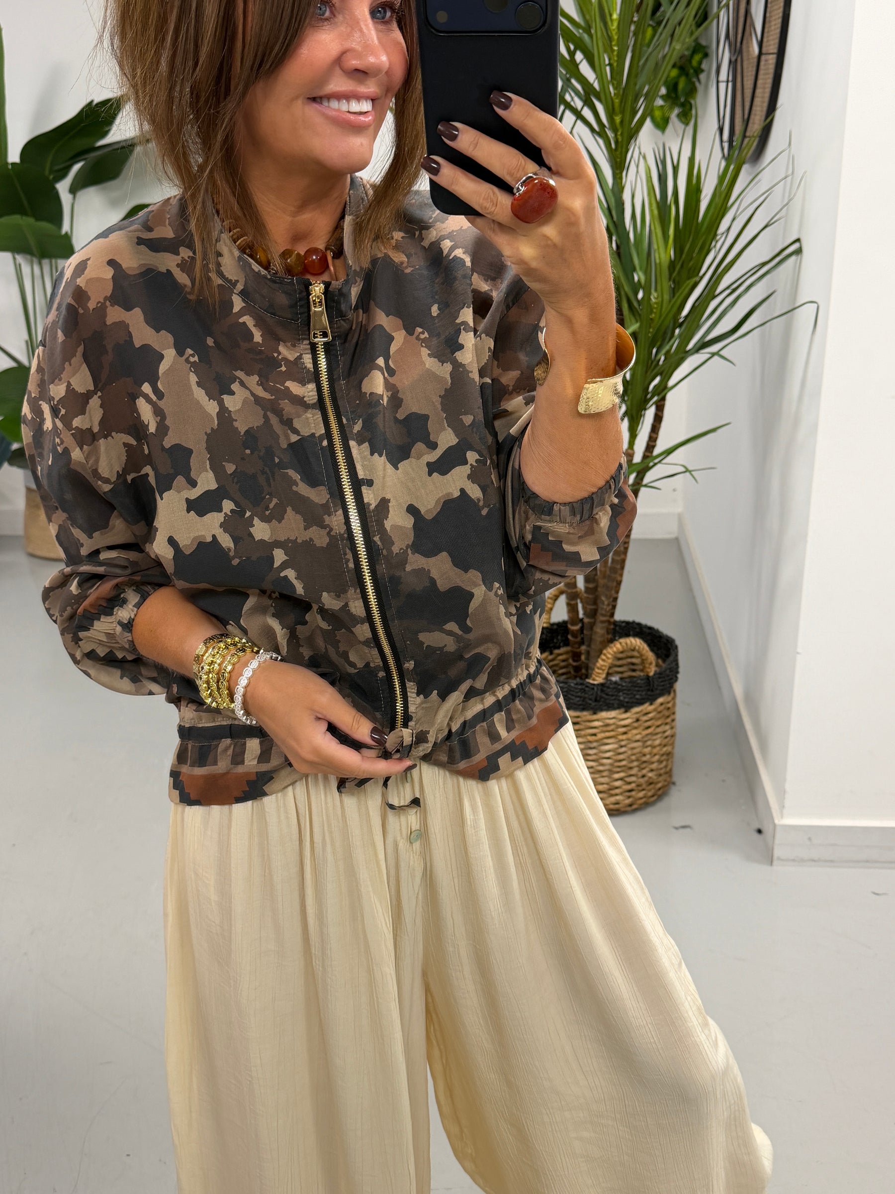 Lightweight Camo Jacket - Chocolate Size 2
