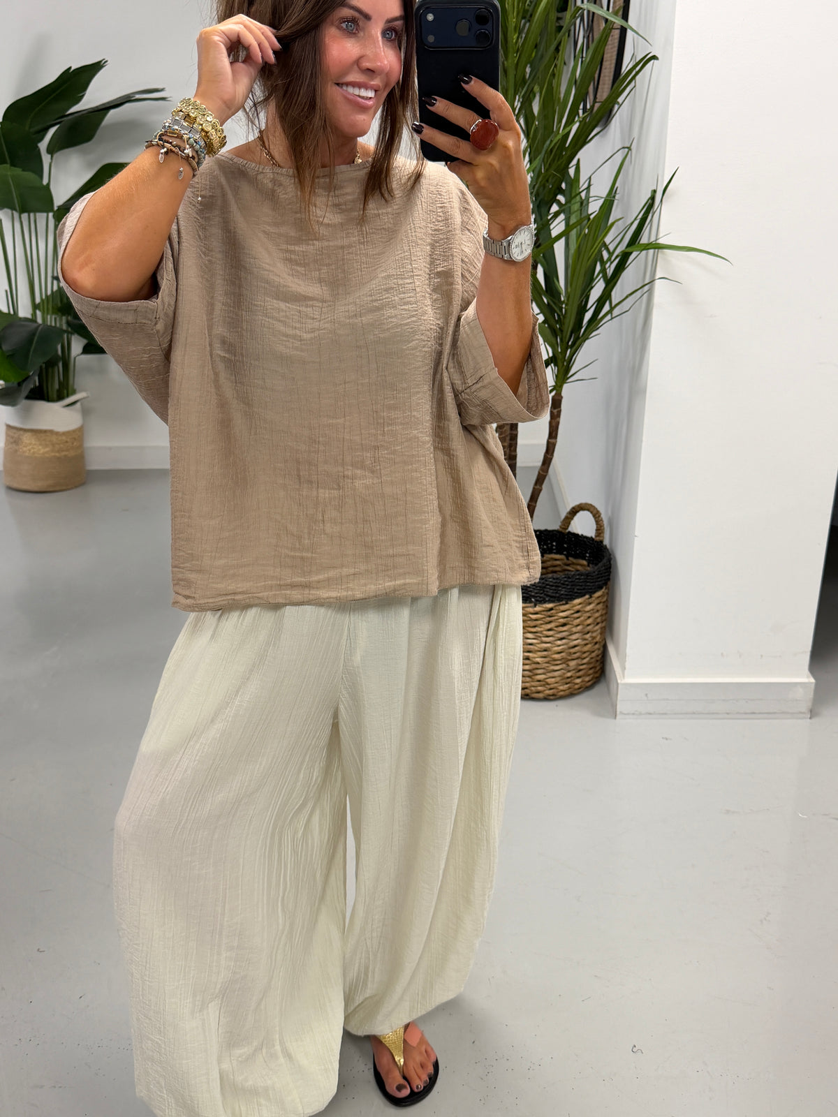 The Crinkle Boxy Tunic - Camel