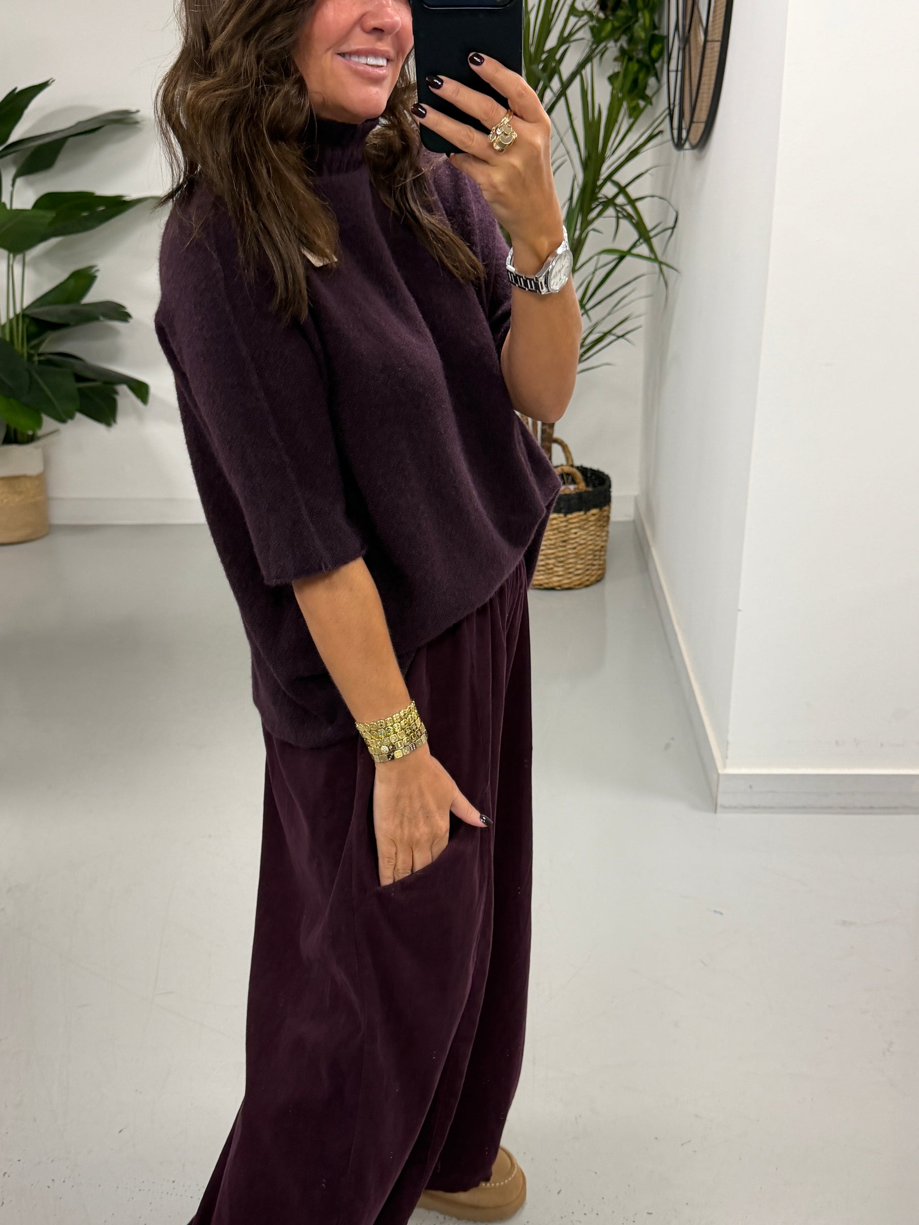Oakley Crop Sleeve Knit - Aubergine (Size 10-18)