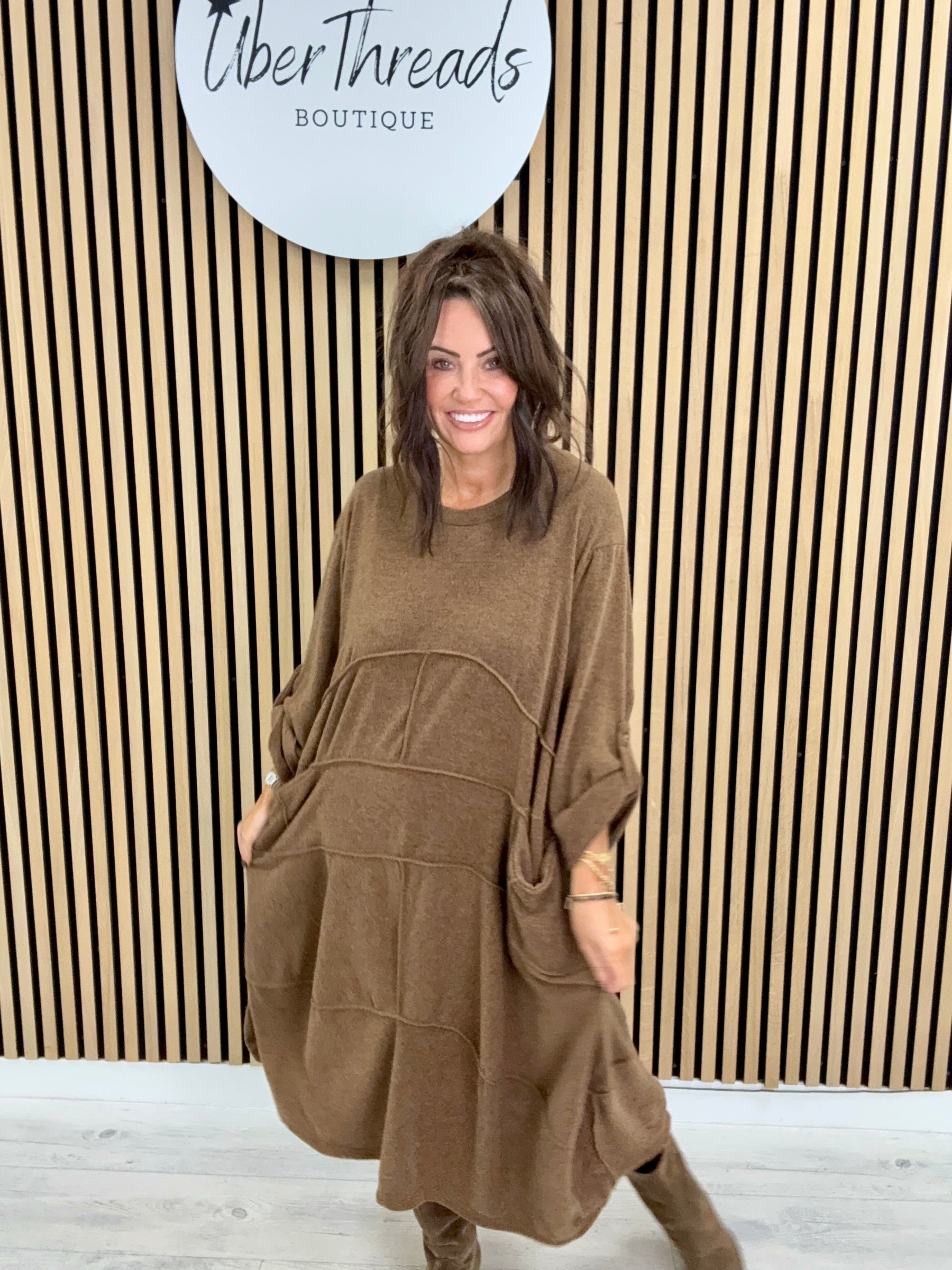 The Slouch Pocket Dress - Chocolate