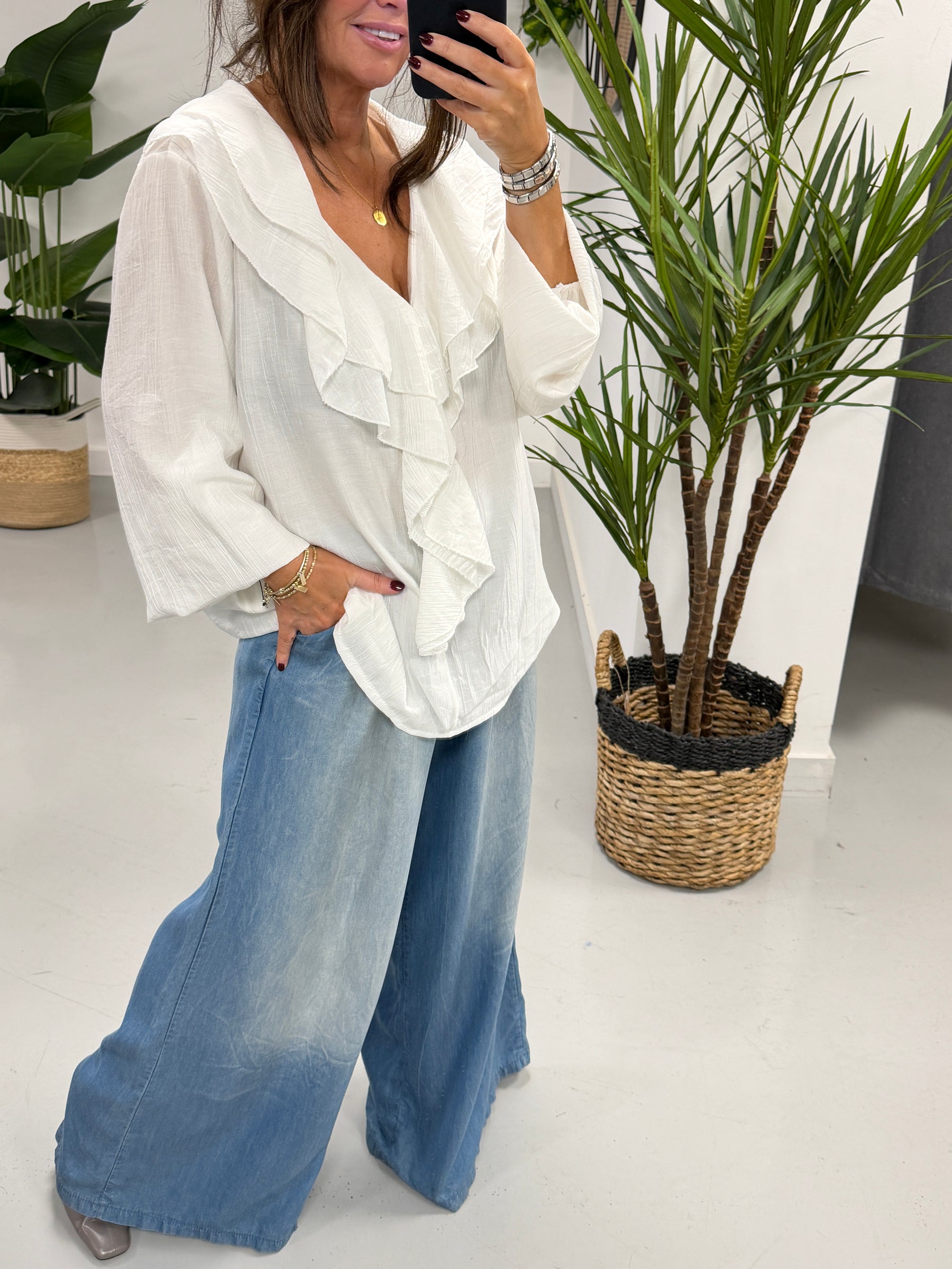 The Crinkle Frill Blouse - White