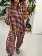 The Autumn Check Ruffle Tunic - Wine