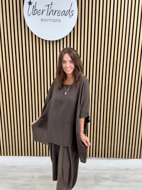Sahara Crochet Pocket Tunic - Chocolate