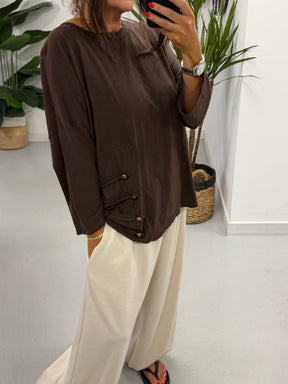 Military Slouch Top - Chocolate