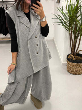 The Deluxe Weekend Collection Deluxe Asymmetric Wasitcoat  - Marl Grey