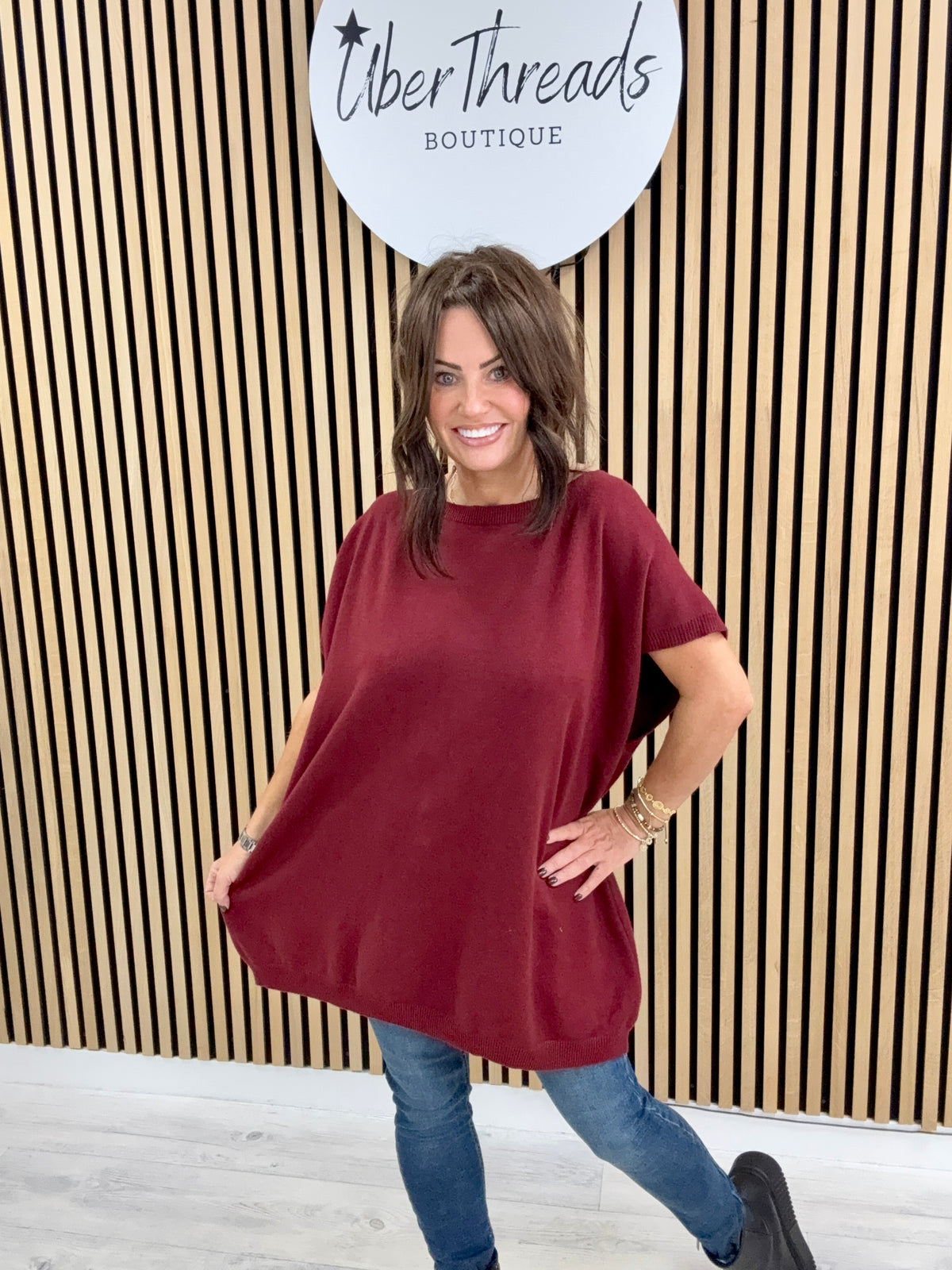 The Knitted Button Back Tank - Mulberry