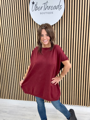 The Knitted Button Back Tank - Mulberry