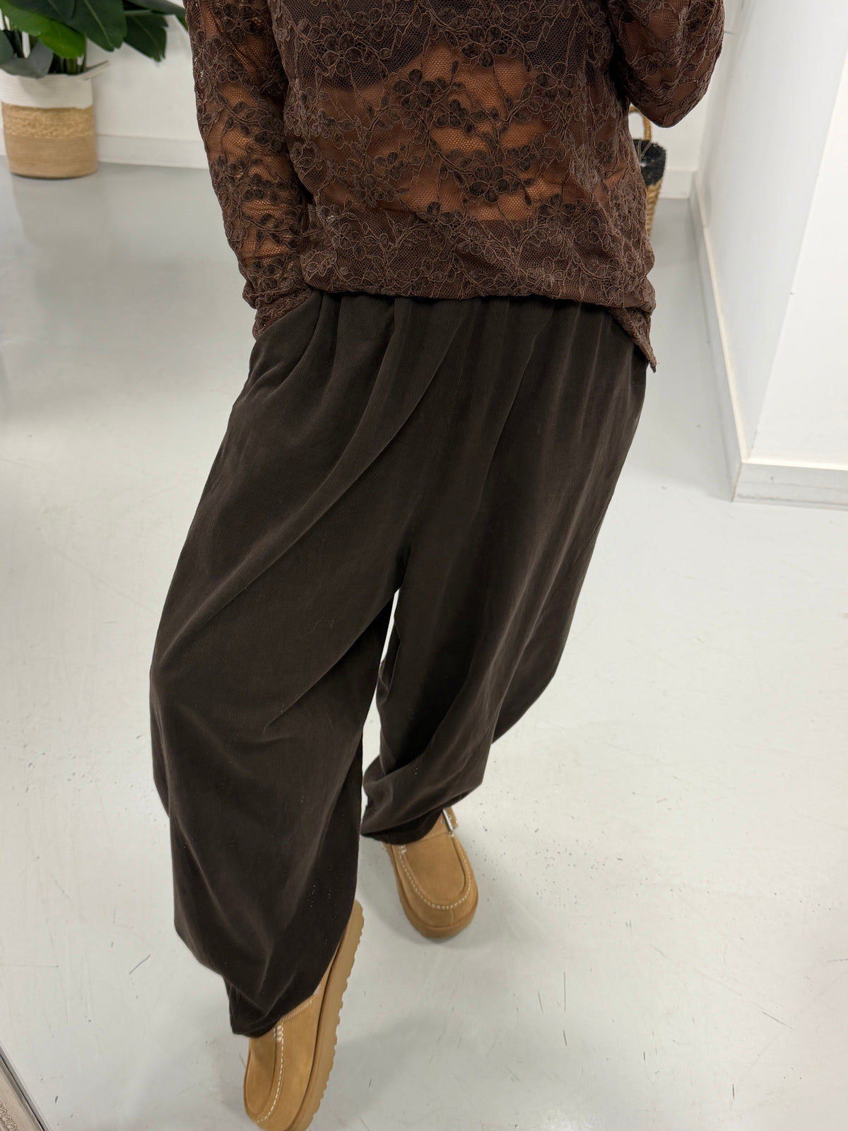 Memphis Barrel Needlecord Joggers - Chocolate (Size 10-14)