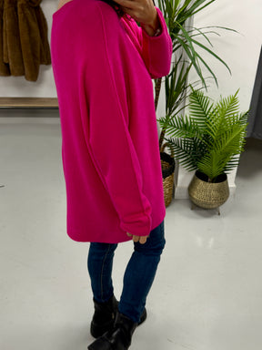 The Chelsea Round Neck Knit - Hot Pink