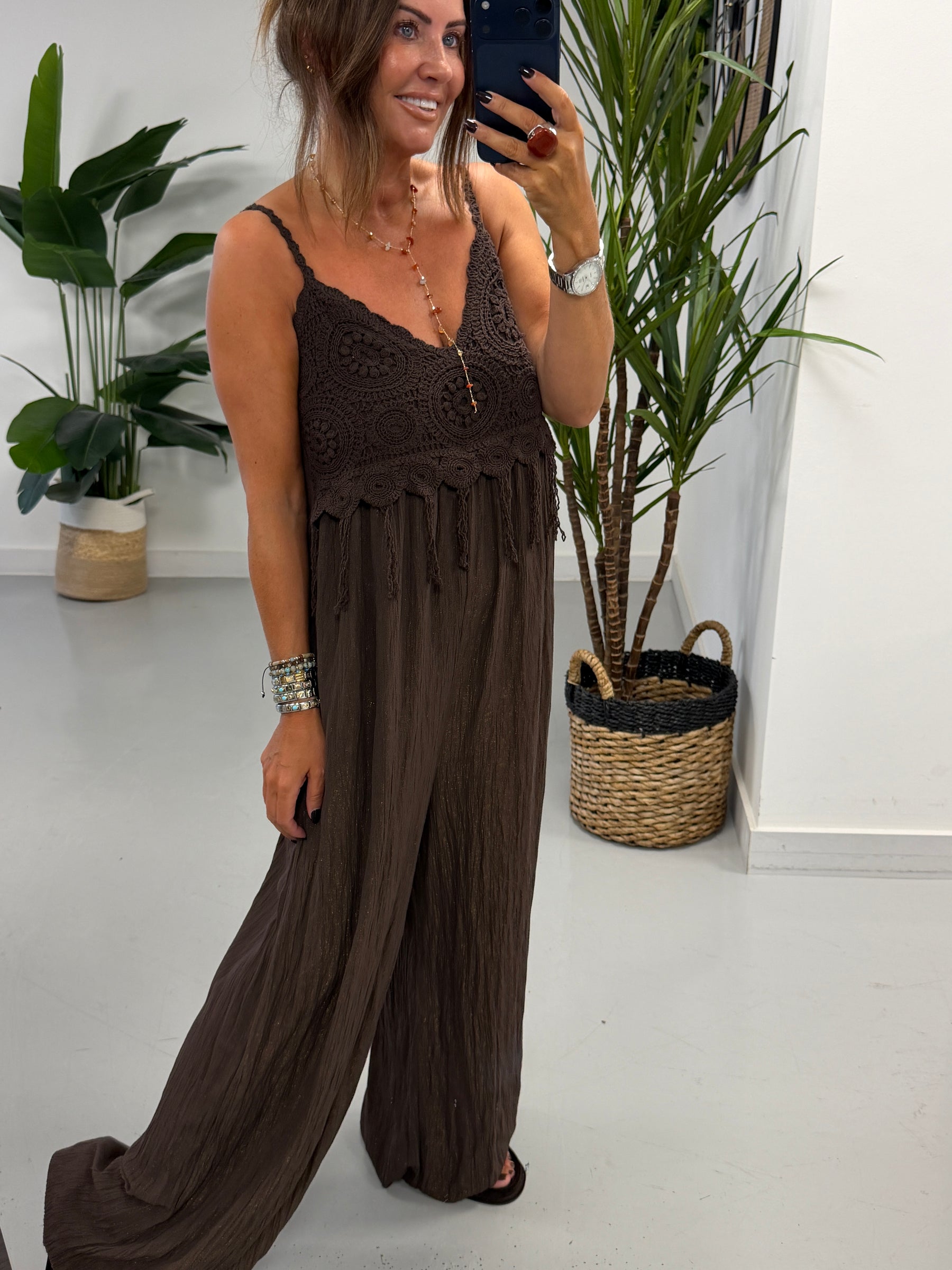 Santorini Boho Jumpsuit - Chocolate
