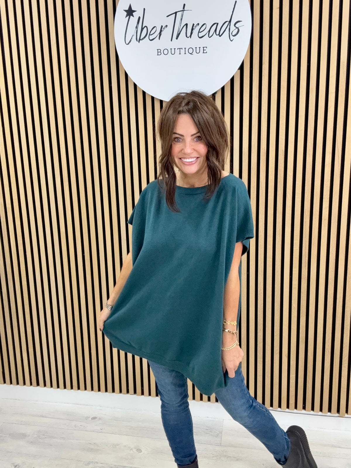 The Knitted Button Back Tank - Teal