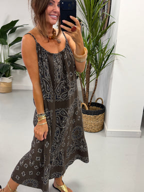 Valencia Bandana Slouch Dress - Chocolate