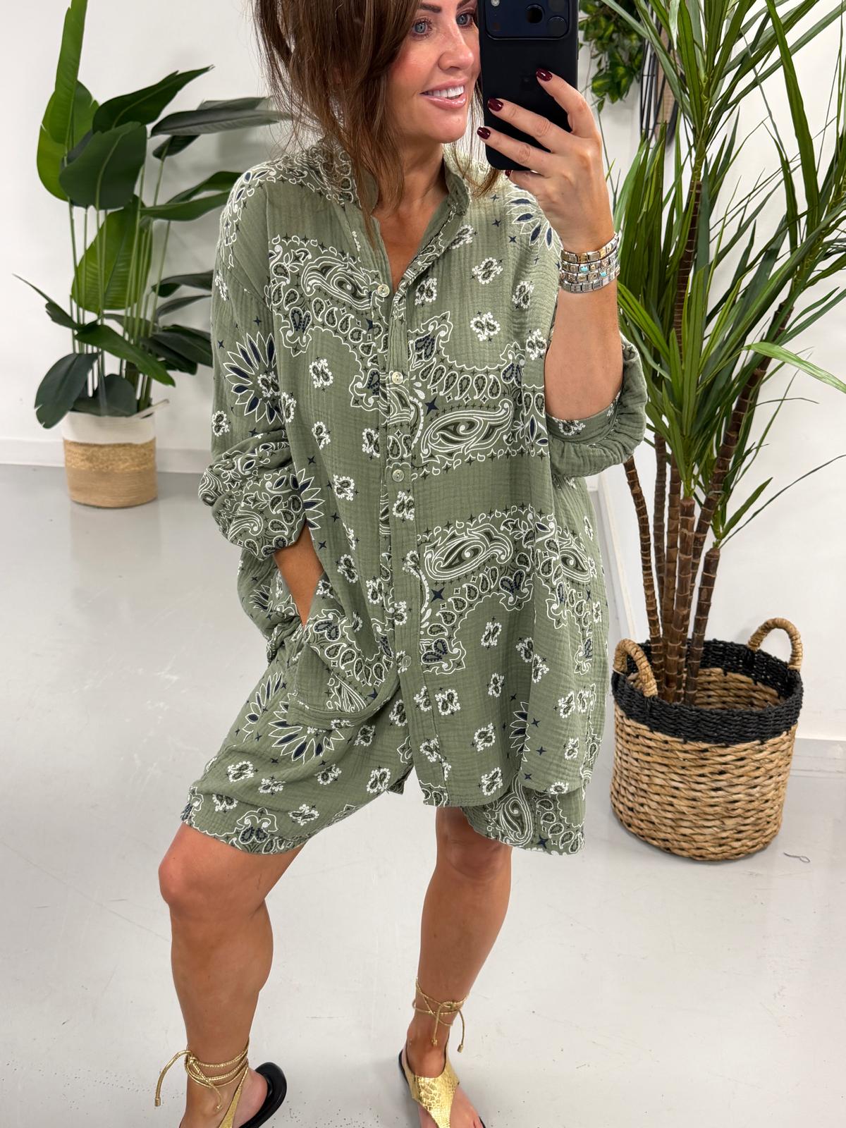 The Valencia Bandana Short Set - Khaki
