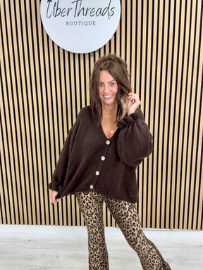 The Portia V Neck Cardigan - Chocolate