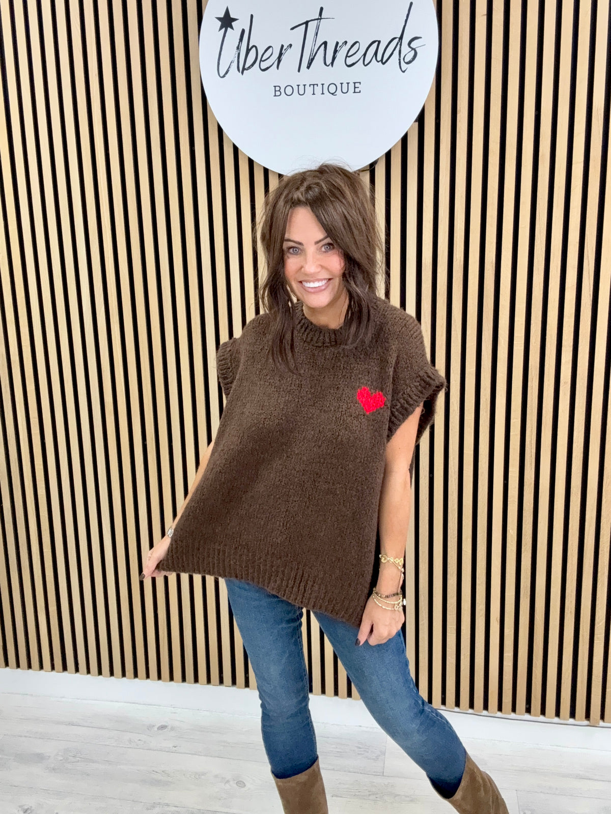 The Cosy Heart Tank - Chocolate