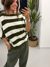 The Boat Neck Stripy Knit - Khaki/White (Size 8-16)