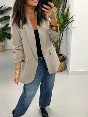 Ruched Sleeve Blazer - Taupe (Std sizes)