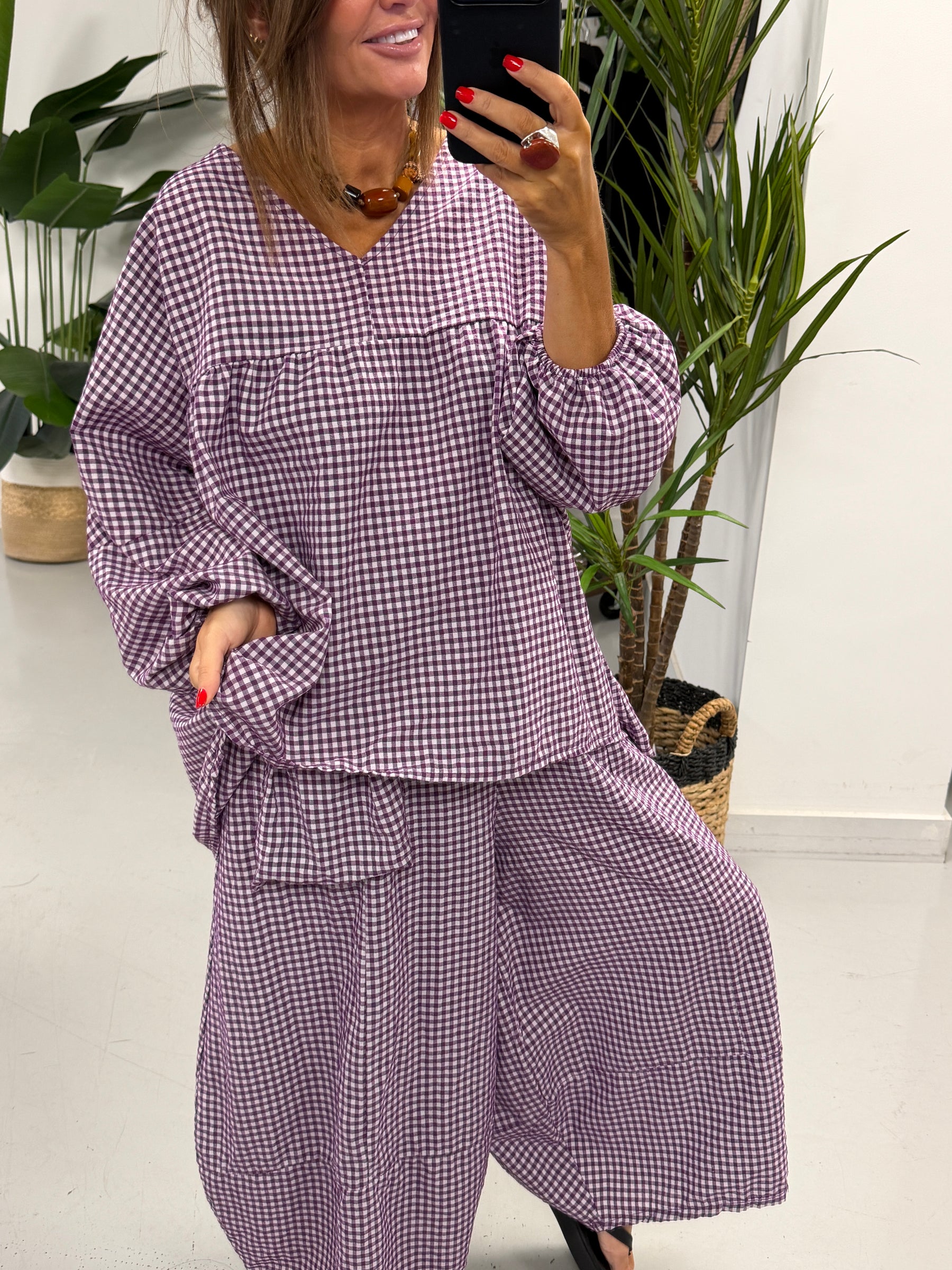 The Vichy Gingham Tunic - Purple