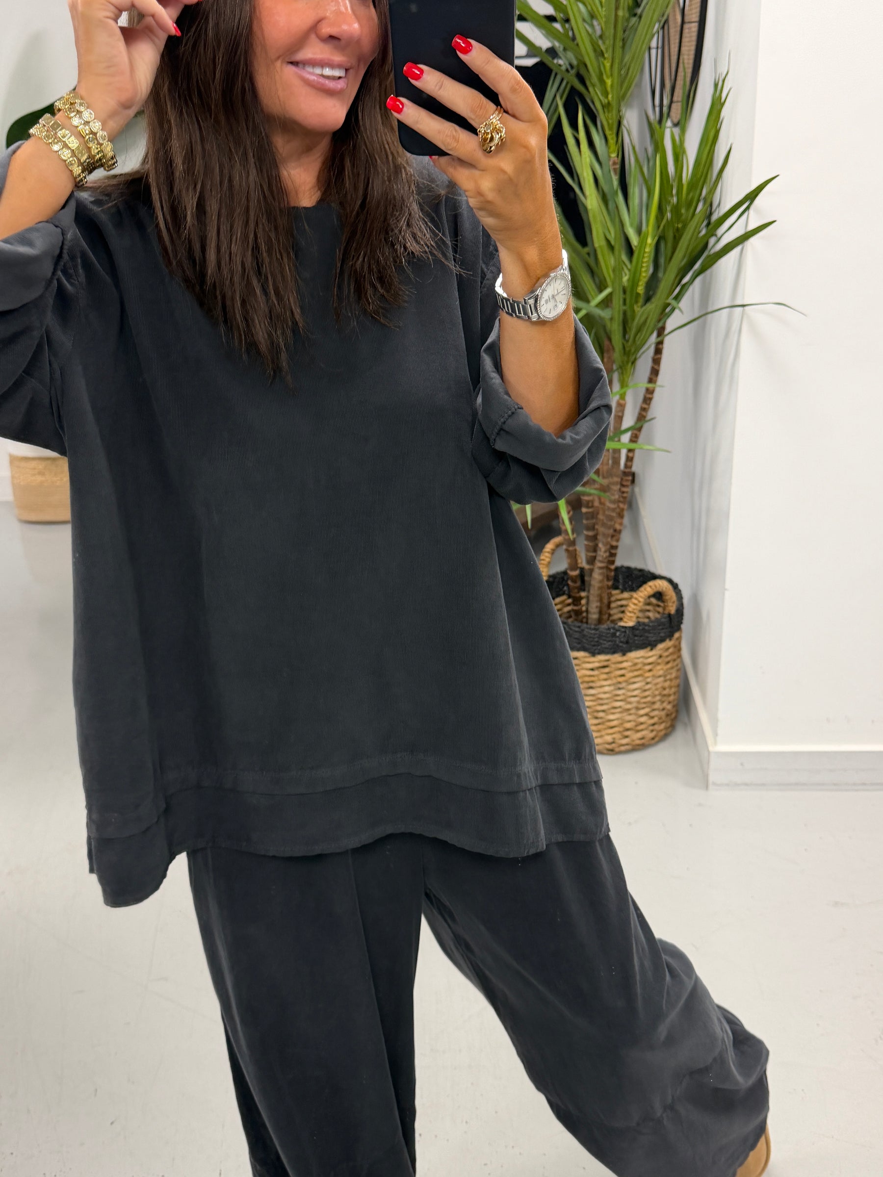The Needlecord Tunic - Charcoal